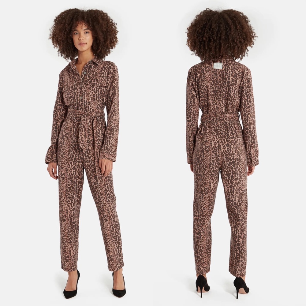 NWOT C/MEO COLLECTIVE Reiterate Belted Jumpsuit in Leopard - Size Small